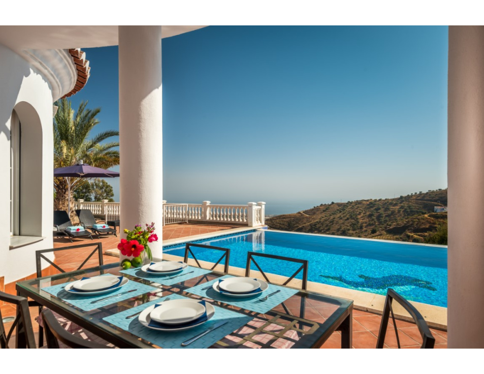 uitzicht met terrastafel en zwembadzichtAug2018 20